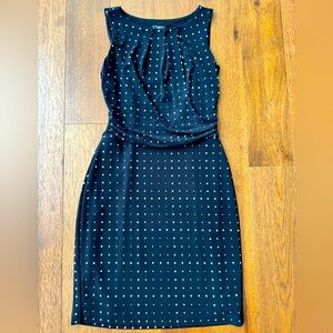 Ann Taylor Elegant Navy Polka Dot Dress. Worn twice, like new. Size S PETITE